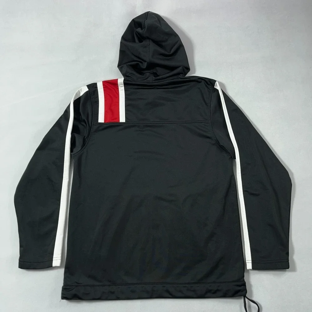 Y2K Nike Hoodie Men Medium Black Pullover Polyester Knit Kangaroo Pocket Vintage